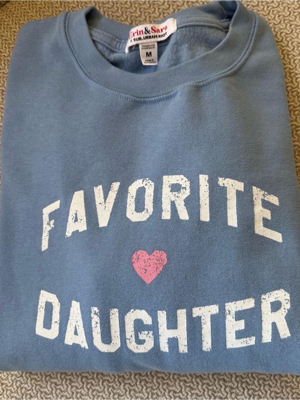 Sub_Urban Riot Blue "Favorite Daughter" Sweatshirt with Pink Heart